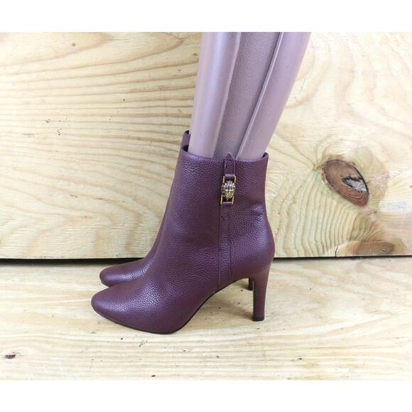 Kurt Geiger Boots Womens 6.5. Red Burgundy Leather Shoreditch Ankle 3" Jeweled - Picture 1 of 9